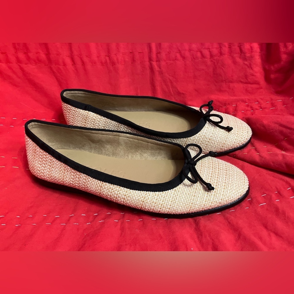 EUC Aerosoles Homebet Ballet Flat Natural Raffia Wide Size 10W